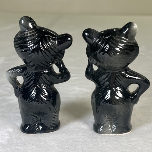 Vtg Bear Cat Raccoon Salt And Pepper Shakers Anthropomorphic Kitsch Charity - Picture 4 of 12