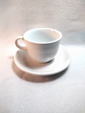 White Fiesta ware Coffee / Teacup and Saucer Homer Laughlin USA