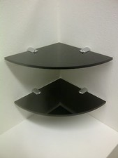 CORNER SHELF ACRYLIC WITH CHROME FIXINGS 150MM or 6" WIDE PERSPEX PACK OF 2