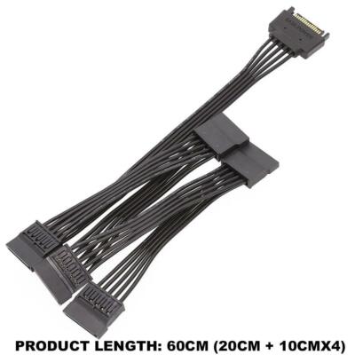 15pin SATA 1 Male To 5 Female Splitter Hard Drive HDD SSD Power Adapter Cable
