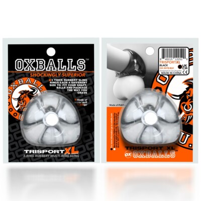 Cockring Ballstretcher Oxballs Tri-Sport – 25 Mm, Gris, TPR Flexible – Neuf