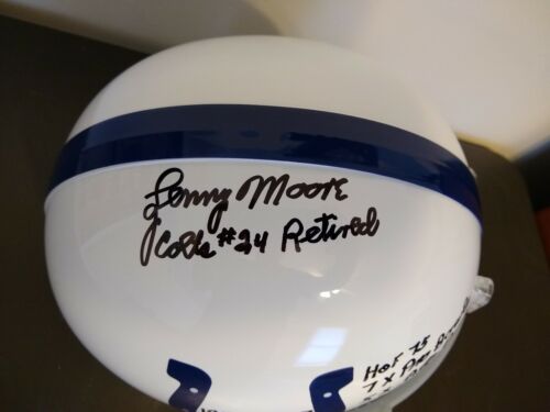 Lenny Moore Autograph Full Size Helmet Auto with Inscriptions Indianapolis Colts - Picture 2 of 8