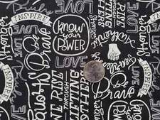 Dear Stella Be Brave- Insirational Words- Black and White Text-By The Yard-SRR13