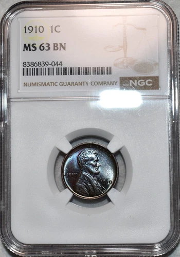 NGC MS-63 BN 1910-P Lincoln Cent, Beautifully toned & Razor-Sharp.