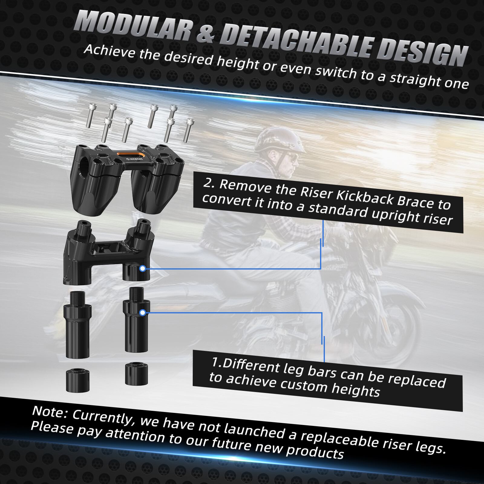 Fxdf Pullback Risers Modular Kickback Isolated Handlebar Riser For Harley Dyna FXDFSE FXDB-D ...