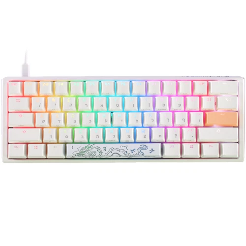 Ducky One 3 Mini Cherry Red Switch Mechanical White Keyboard Hebrew English