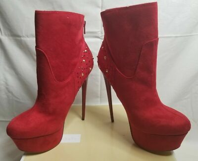 NIB FAHRENHEIT Vicky-23 Size 8.5 Red High Heels Stiletto Boots w 6.5'' Heels NEW