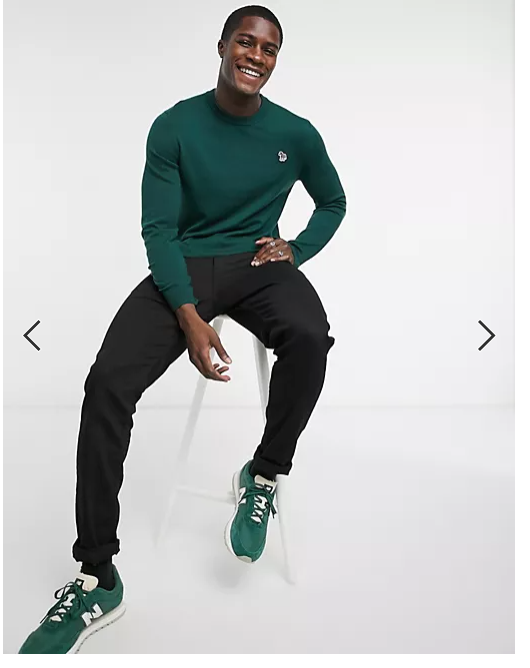 PS Paul Smith Men's Zebra Logo Crew Neck Knitted Dark Green Jumper