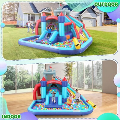 Inflatable Water Slide for Kids Bounce House w/ Splash Pool,Water Cannon,Blower
