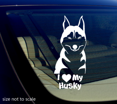 #ad I Love My Husky Sticker Decal Heart Dog Animal Car Siberian Husky 5quot; $2.99