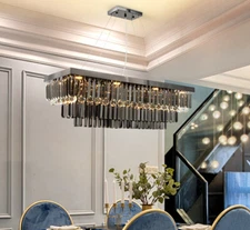 Modern Tier smock Crystal Pendant Light Rectangle Suspension Chandelier lamp led