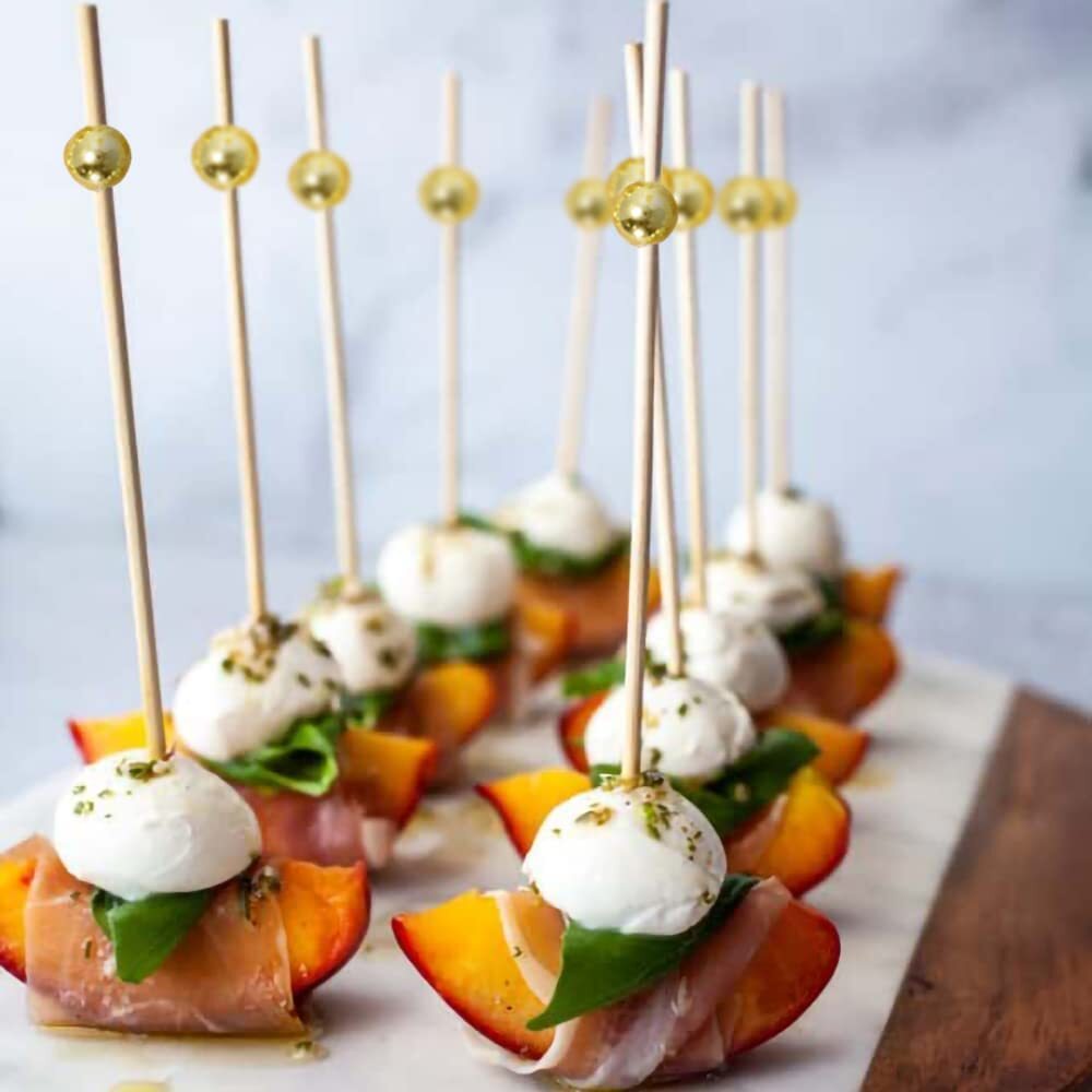 4.7in Fancy Toothpicks Appetizers Gold Cocktail Picks for Party Fruit