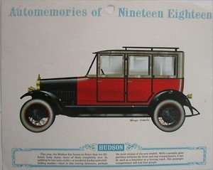 1918 Hudson 4 dr car calendar print (red & black)