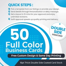 50 CUSTOM Business Card PRINTING 🚀 FREE DESIGN 🚀 Double Sided THICK 16pt CARDS