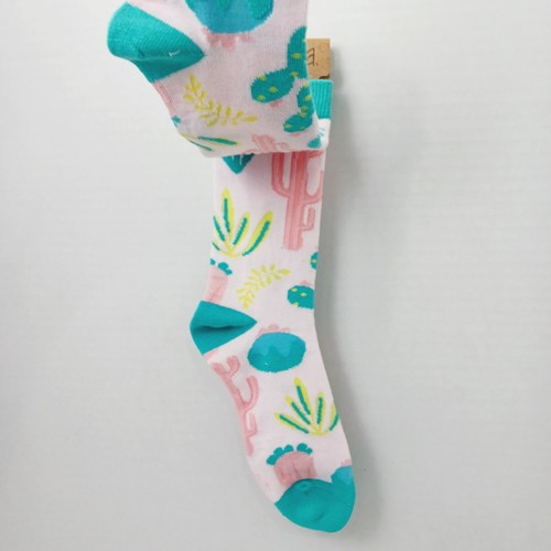 Women Boy Sock Crew Karma Cactus Makes Perfect Practice Blue Pink Cotton NWT NEW - Picture 6 of 9