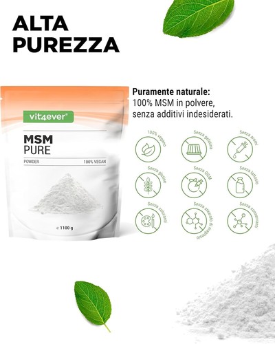 MSM Powder - 1.1kg (1100g) - 99.9% Pure Crystalline Methylsulfonylmethane - Mesh - Foto 2 di 7