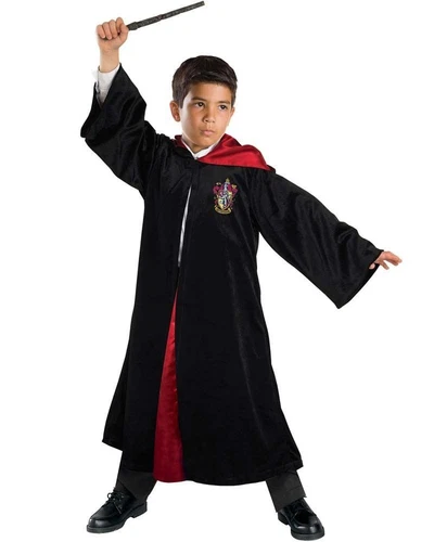 Harry Potter Costume AND Wand Dress Up - Gryffindor Deluxe Robe for Kids - Picture 3 of 5