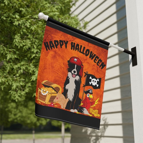 Halloween Border Collie Hund Pirat Garten & Haus Flagge - 2 Größen - Kostenloser Versand - Bild 6 von 11