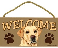 LABRADOR RETREVER WELCOME-Wooden Plaque- 5" by 10"