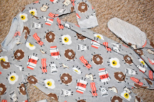 K9 !WOW! CARTER'S Boys 4T BREAKFAST Food Fleece Blanket Sleeper Footed Pajamas