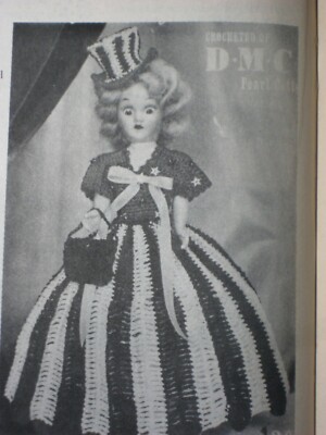 Miss America doll outfit; Red, White Blue;  vintage crochet  pattern (OT-A95)