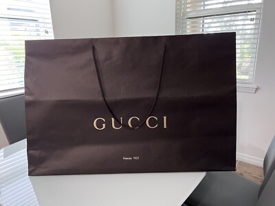 New Gucci Firenze XL  Brown Shopping GG Paper Bag 29.5 x22 x10  AUTHENTIC