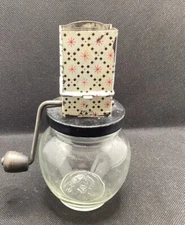 Vtg. Metal Top Nut/ Spice Chopper Atlas glass jar