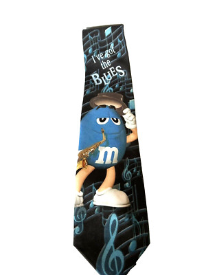M&M's Brand Tie Necktie I've Got The Blues Musical Notes Saxophone NWT Black