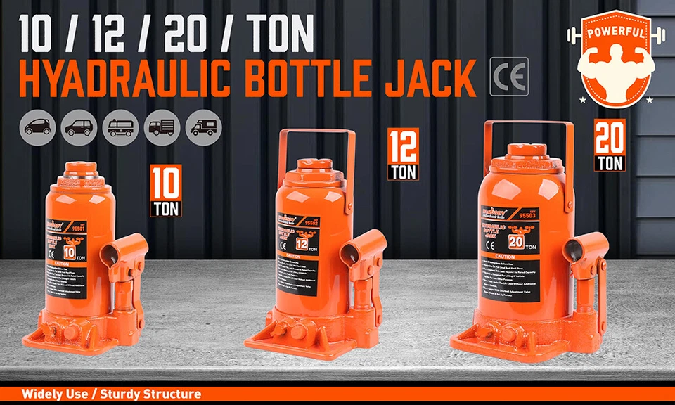 10/12/20 Ton Bottle Jack Hydraulic Lifter Heavy Duty Car with Safety Valve 4WD - image 2 of 4