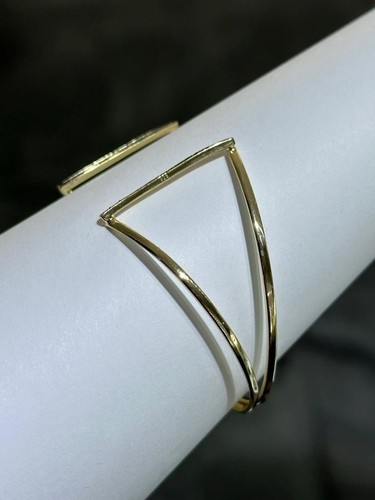 Yellow Gold Sterling Silver Brown Sapphire Double Halo Stack Bangle Bracelet 7"L - Picture 9 of 12