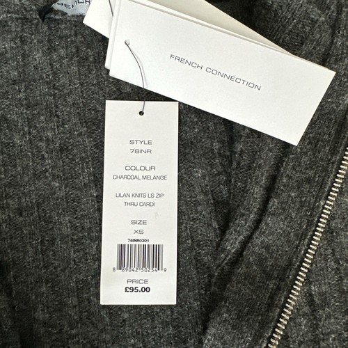 NEW French Connection Women Lilian knit zip cardigan/Charcoal grey/Size XS/ Wool - Picture 15 of 19