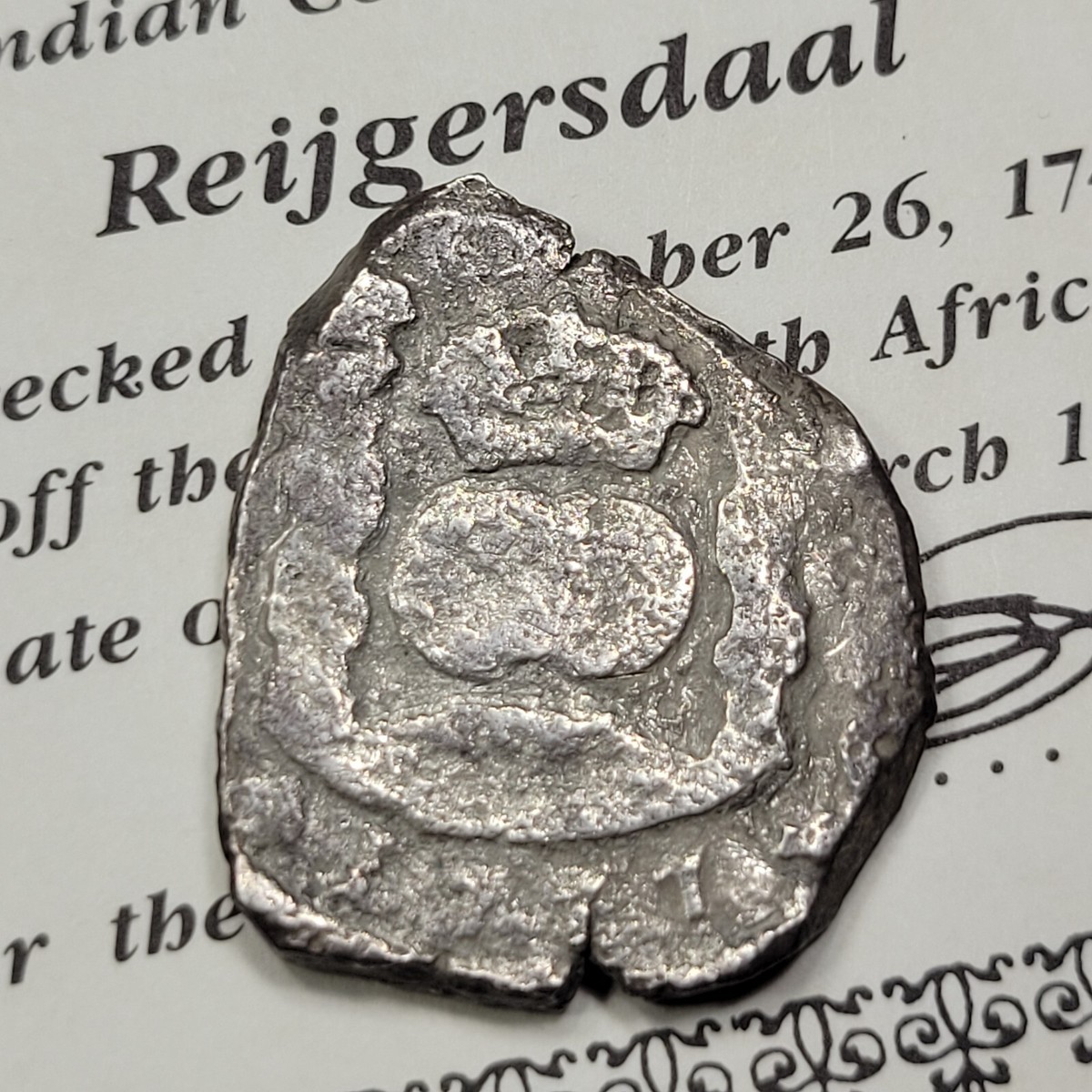 1737 GUATEMALA Cob 8 Reales REIJGERSDAAL SHIPWRECK with COA Scarce