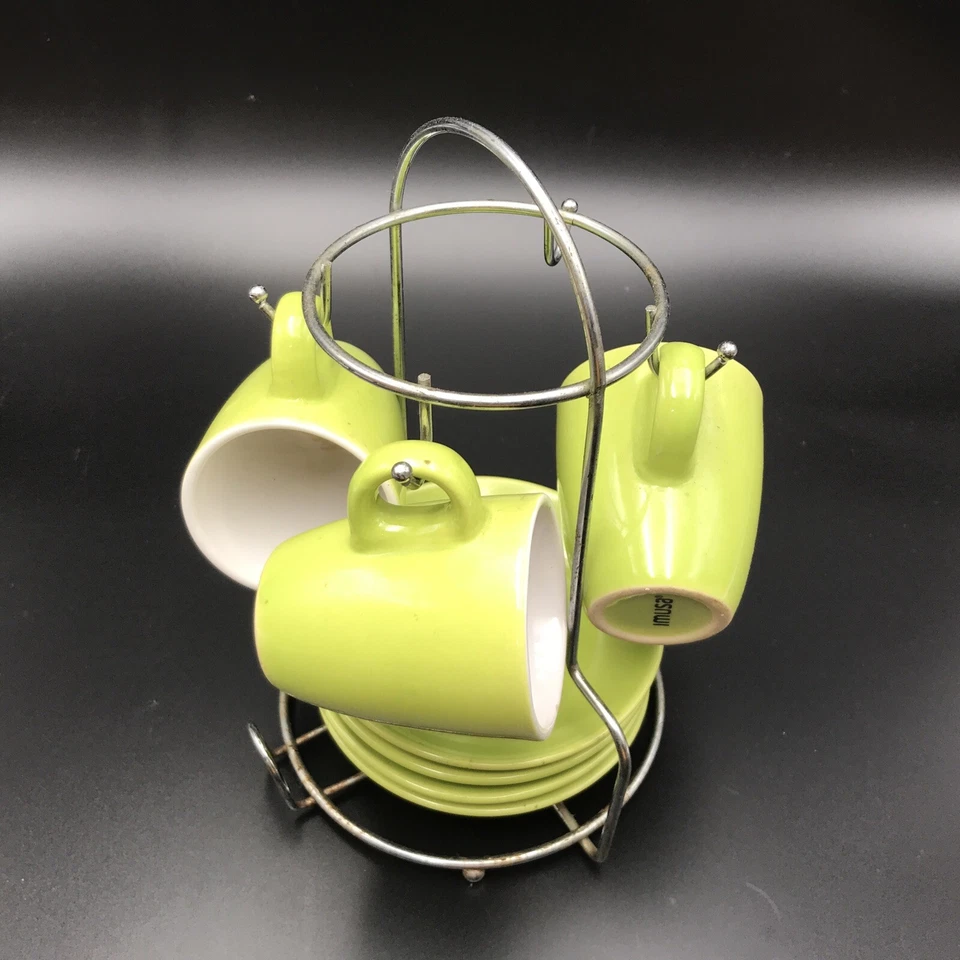 ﻿JUEGO DE 8 TAZAS DE CAFÉ ESPRESSO IMUSA CON ESTANTE Goldenrod AMARILLO - FALTA 1 TAZA Foto 2 de 4