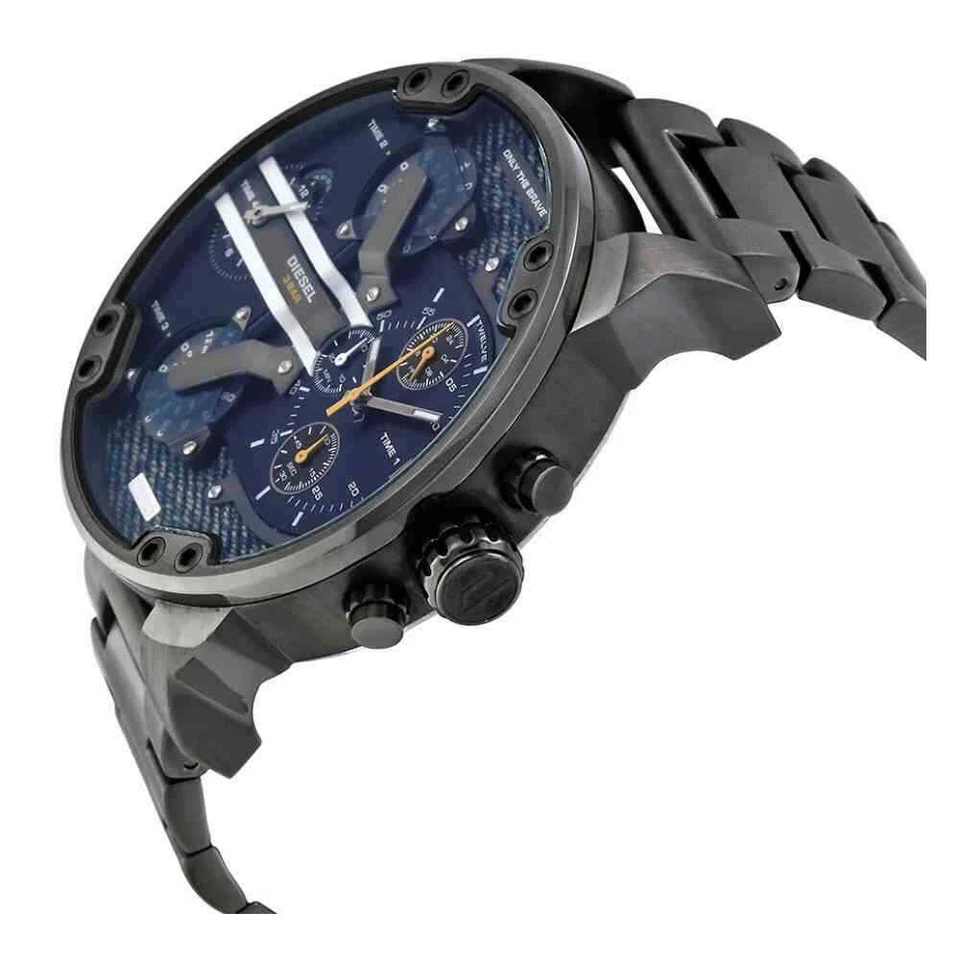 Nuevo Diesel DZ7331 Mr.Daddy Gunmetal Acero Inoxidable Esfera Azul Cuarzo Reloj para Hombre Foto 2 de 4