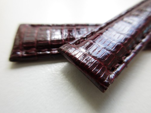Carmine Red lizard print 13 MM dress leather watch band strap - Picture 3 of 5