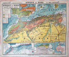 🌏 Ancienne carte scolaire Hatier 18 (old), 1930  - Afrique nord (Maghreb)