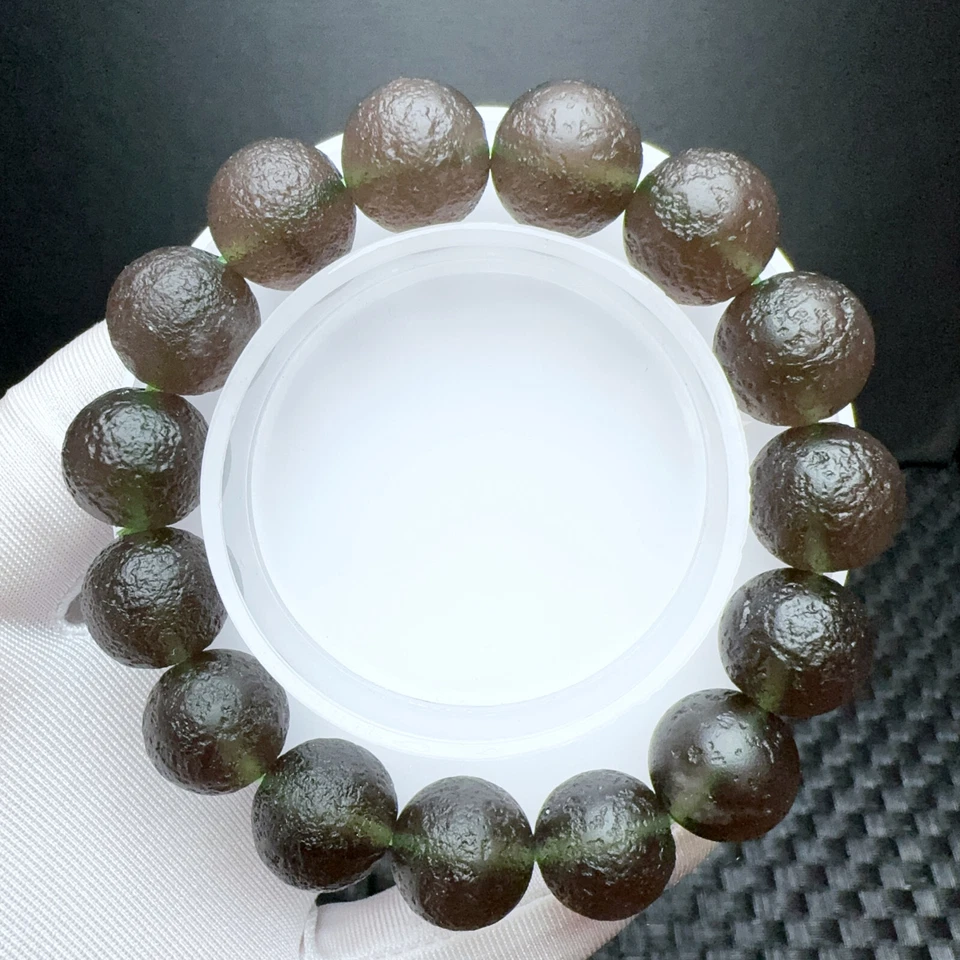 Pulsera de cuentas de cristal de cuarzo Cintamani meteorito natural de 14 mm AAAA Foto 3 de 4