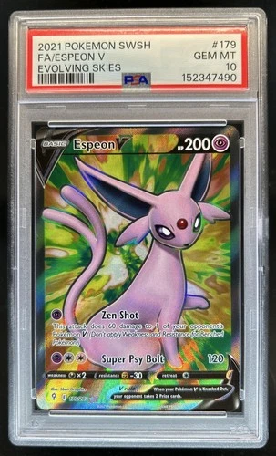 2021 Pokemon SWSH Evolving Skies Espeon V #179/203 PSA 10 GEM MINT