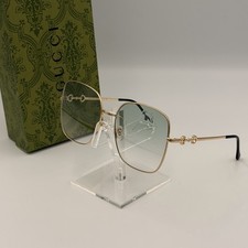 Gucci GG0879S 003 Gold Blue Gradient Oversized Sunglasses Unisex Ships Today
