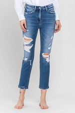 Vervet By Flying Monkey Jackie Distressed Slim Fit Jeans Denim Blue