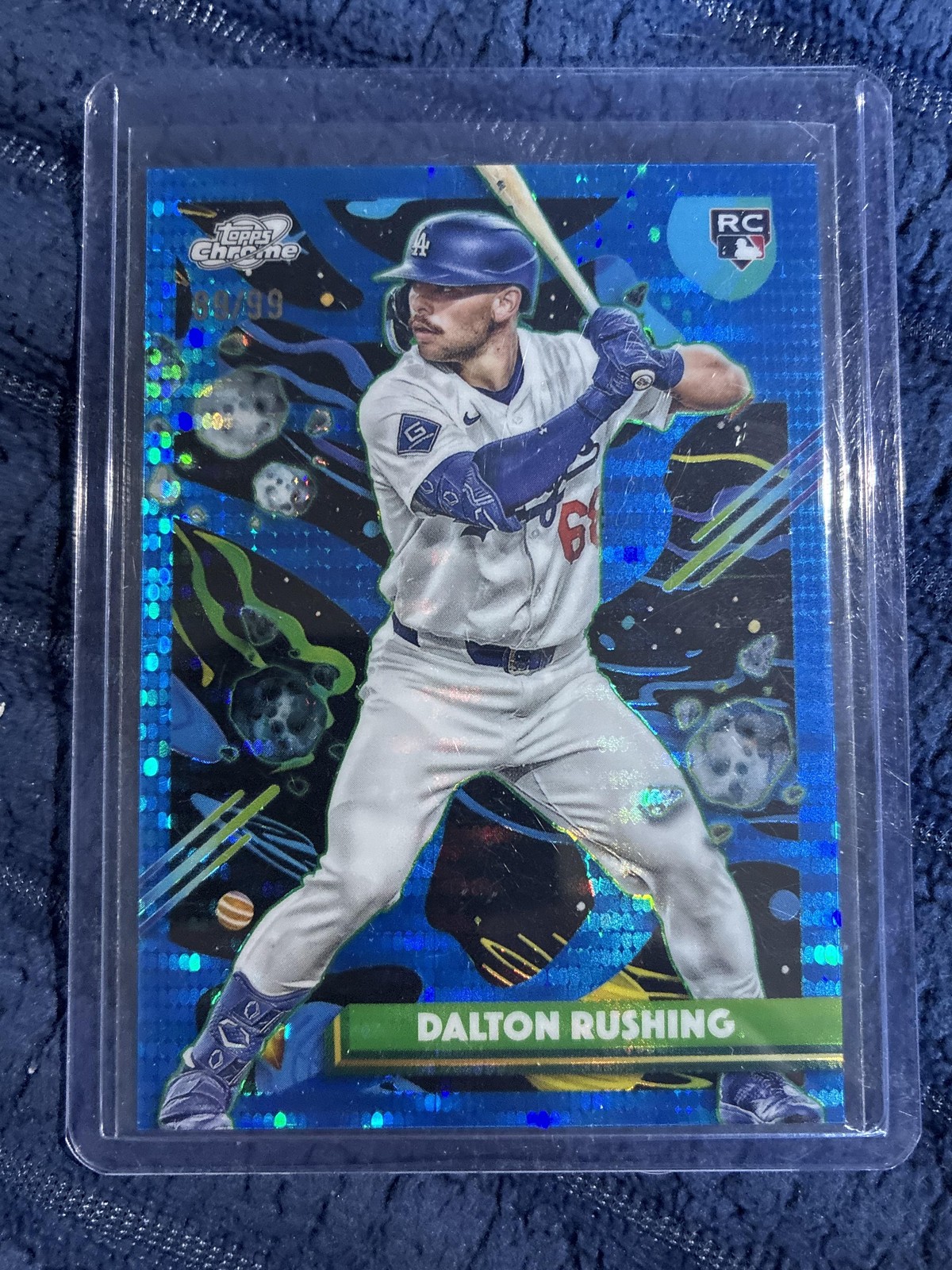 2025 Topps Chrome Cosmic #53 Dalton Rushing Blue Moon RC ROOKIE #/99 Dodgers