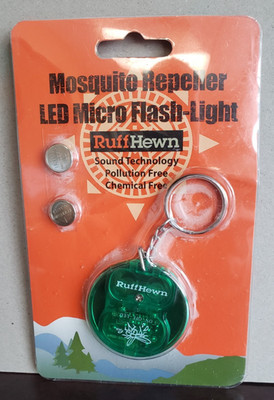Ruff Hewn Mosquito Repeller LED Micro Flash-Light Keychain - Chemical Free! NEW