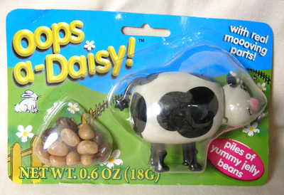 Vintage Oops A Daisy Jelly Bean Dispenser Cow Leaving Piles of Yummy Jelly Beans