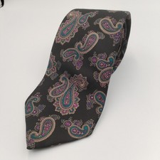 Robert Talbott 28oz Silk Tie Paisley Hand Printed Italy Made in USA Vintage 3.25