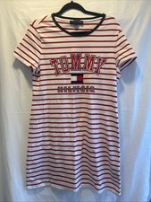 Tommy Hilfiger Red and White Striped Dress Large