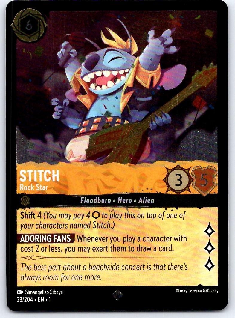 Stitch - Rock Star 23/204 SR The First Chapter Lorcana Cold Foil NM/M