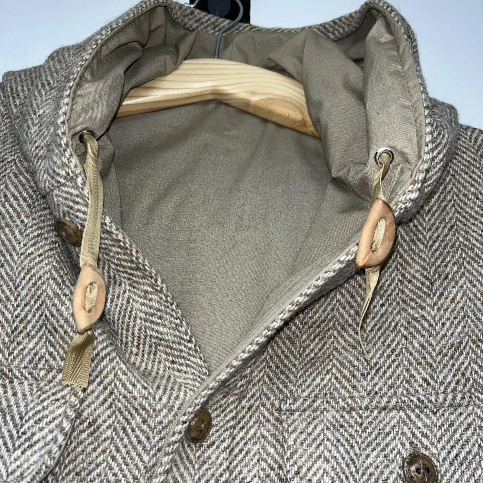 VTG 80’s Woolrich Herringbone Tweed Wool Jacket Reversible Canvas Shacket XL USA image 7