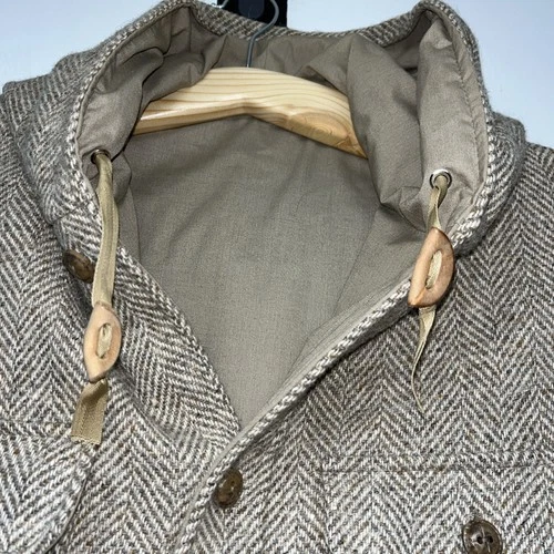 VTG 80’s Woolrich Herringbone Tweed Wool Jacket Reversible Canvas Shacket XL USA image 7