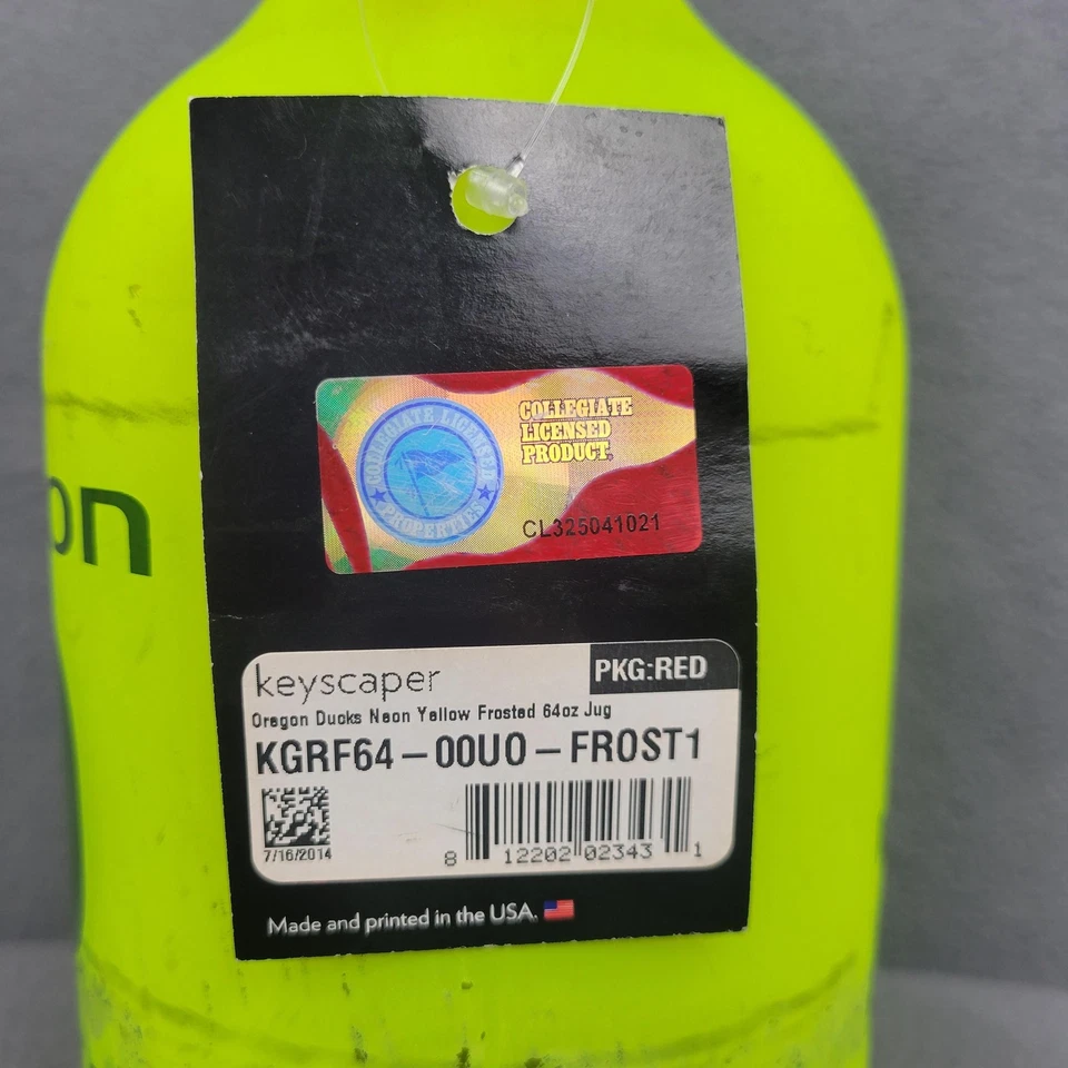 Jarra de fútbol americano Oregon Ducks Growler amarillo neón esmerilado NCAA 64 oz hecha en EE. UU. Foto 2 de 4