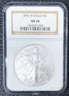 2006 W American Silver Eagle S$1 NGC MS70 Classic Brown Label SLABBED & GRADED!